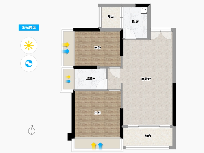 贵州省-贵阳市-益华湖湾-62.52-户型库-采光通风