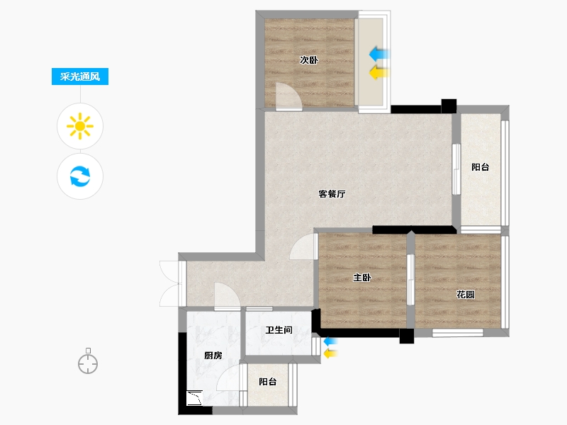 贵州省-贵阳市-益华湖湾-60.98-户型库-采光通风