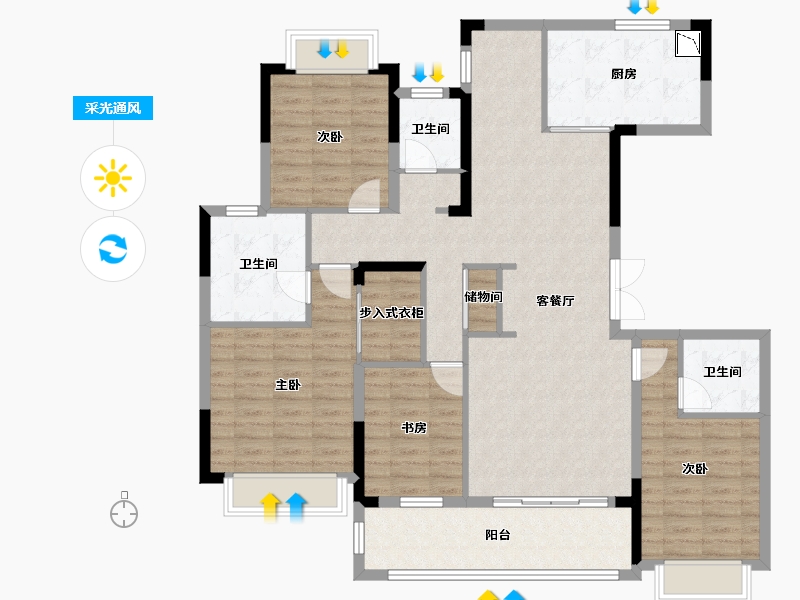 湖北省-武汉市-中建光谷之星-128.88-户型库-采光通风