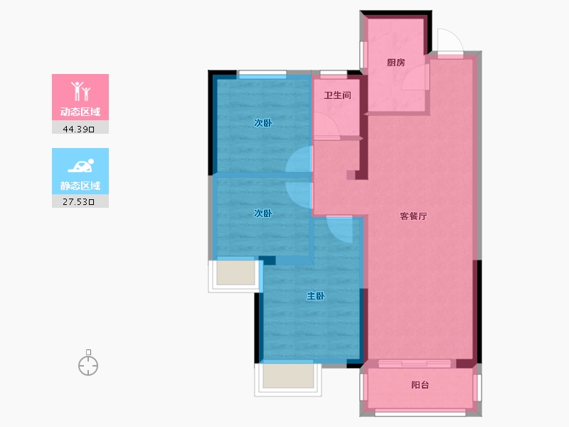 河南省-郑州市-阳光城丽景湾-63.84-户型库-动静分区