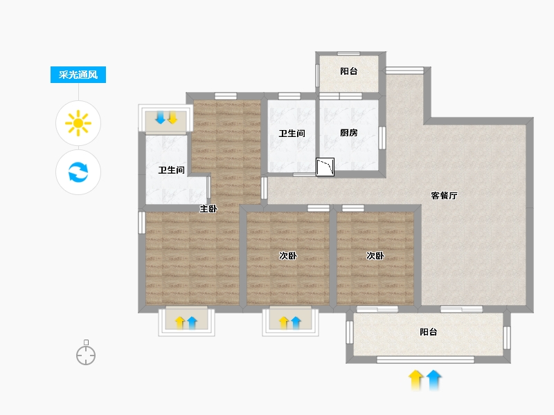 四川省-成都市-人居大同峰荟-101.20-户型库-采光通风