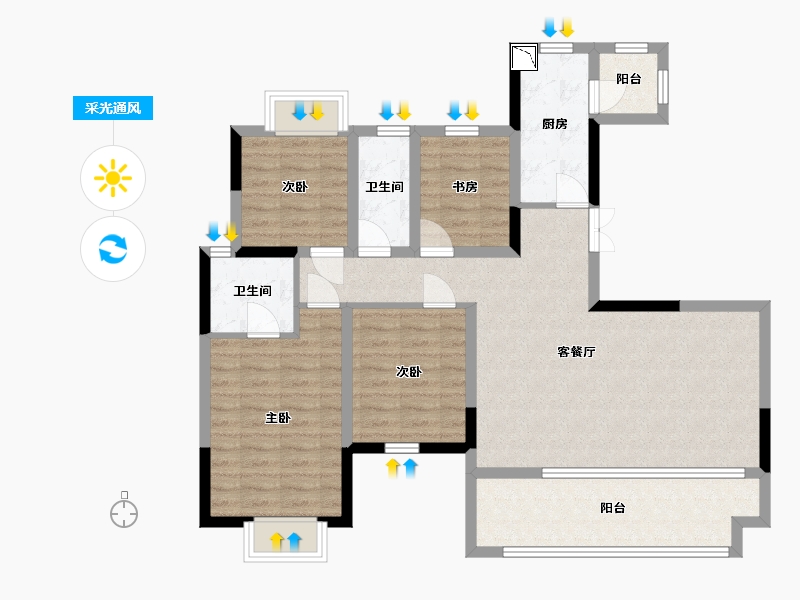 四川省-成都市-城投置地梧桐博雅-100.11-户型库-采光通风