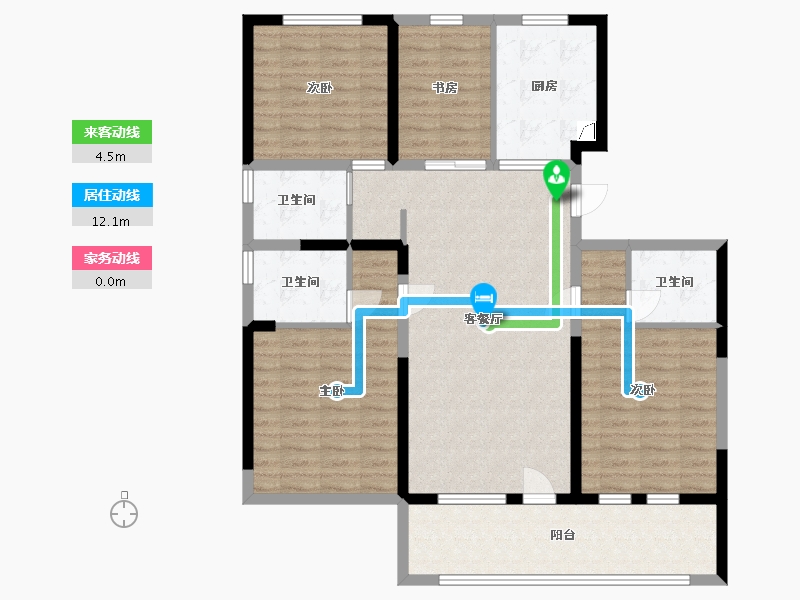 山东省-青岛市-华新园・东宸府-114.40-户型库-动静线