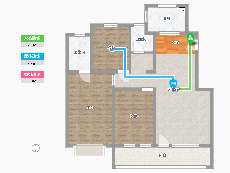 山东省-青岛市-北岭顺城合院-89.58-户型库-动静线