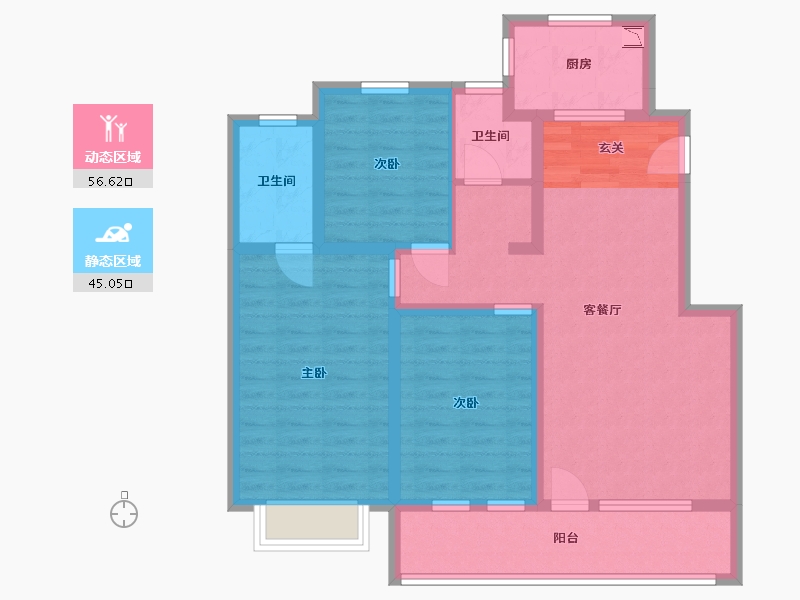 山东省-青岛市-北岭顺城合院-89.58-户型库-动静分区