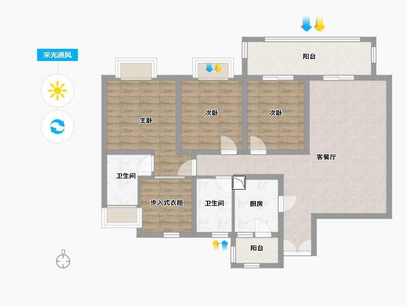 四川省-成都市-人居大同峰荟-102.31-户型库-采光通风