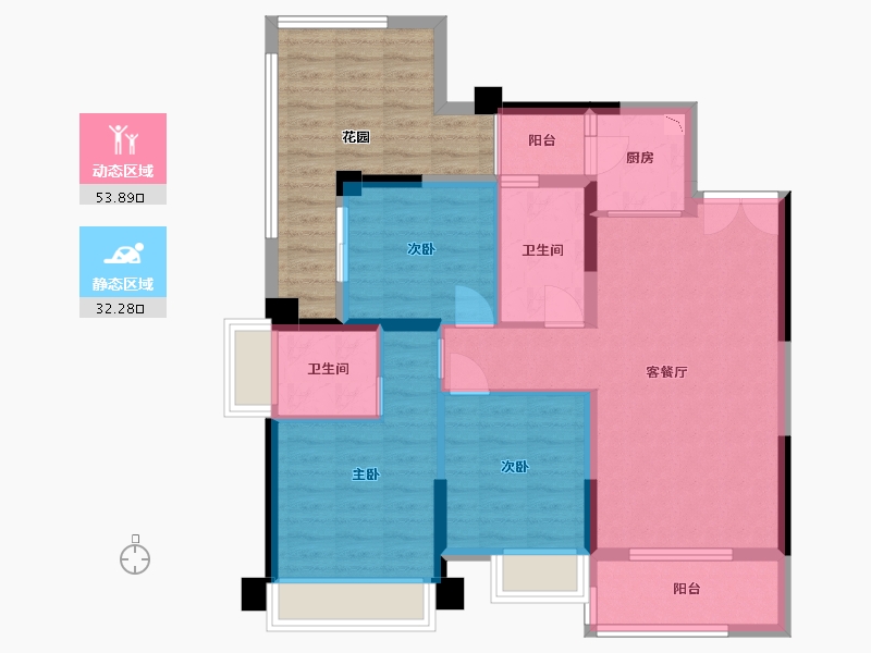 贵州省-贵阳市-益华湖湾-91.09-户型库-动静分区