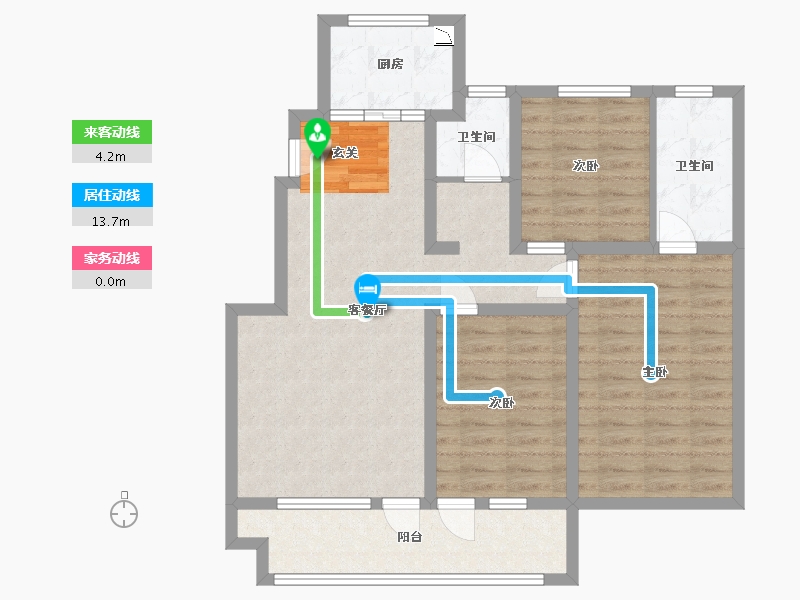 山东省-青岛市-北岭顺城合院-90.36-户型库-动静线