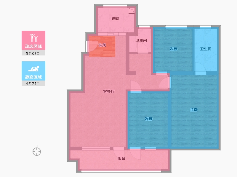 山东省-青岛市-北岭顺城合院-90.36-户型库-动静分区