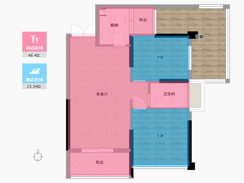 贵州省-贵阳市-益华湖湾-74.62-户型库-动静分区