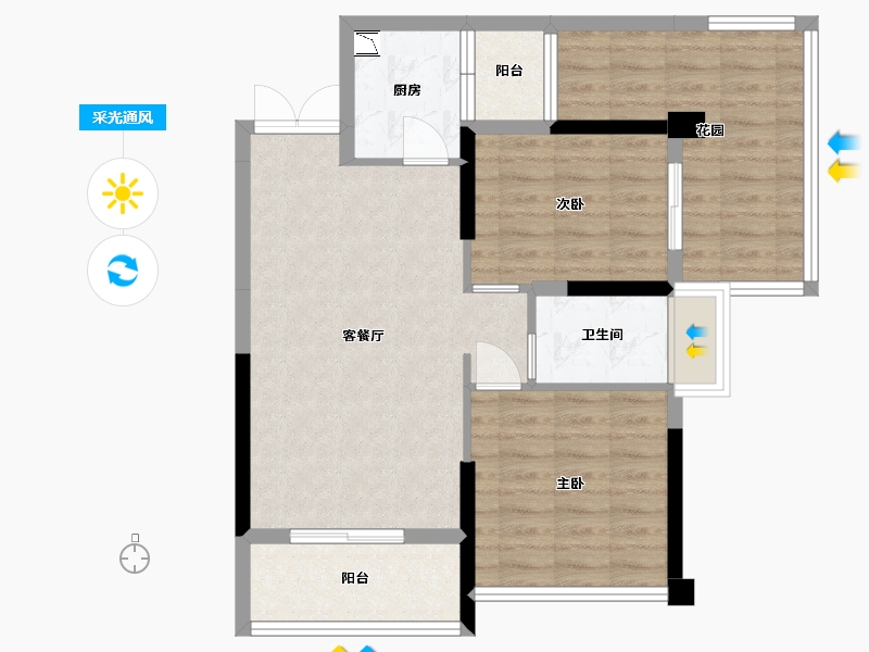 贵州省-贵阳市-益华湖湾-74.62-户型库-采光通风