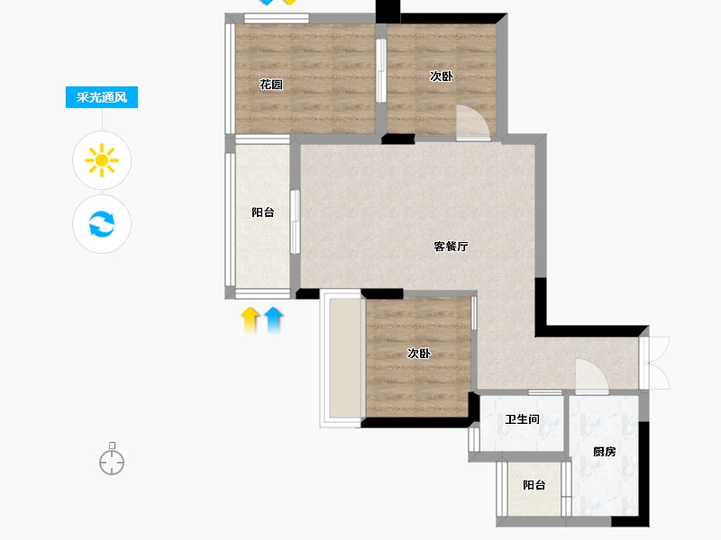 贵州省-贵阳市-益华湖湾-61.19-户型库-采光通风