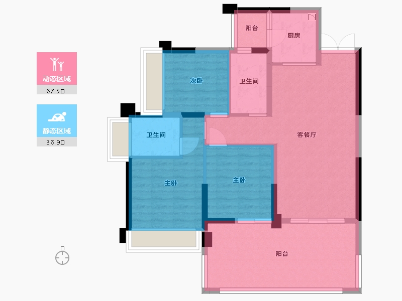 贵州省-贵阳市-益华湖湾-93.75-户型库-动静分区