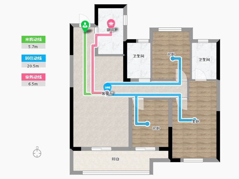 湖北省-襄阳市-襄阳长投・正荣府-86.40-户型库-动静线