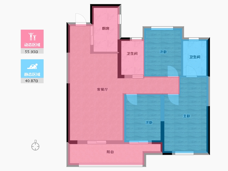 湖北省-襄阳市-襄阳长投・正荣府-86.40-户型库-动静分区