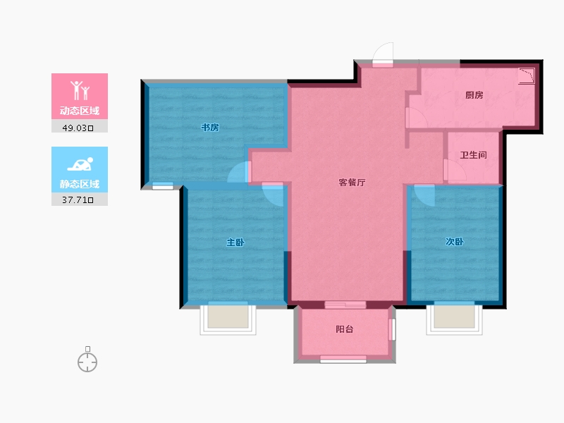 河北省-沧州市-阳光城翡丽公园-76.80-户型库-动静分区