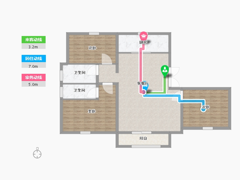 山东省-淄博市-城南壹号-107.21-户型库-动静线