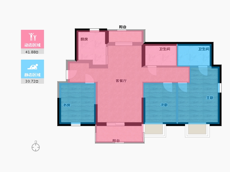 广东省-惠州市-融创玖樟台-63.99-户型库-动静分区