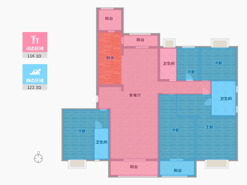 湖北省-襄阳市-碧桂园・嘉悦城-216.00-户型库-动静分区