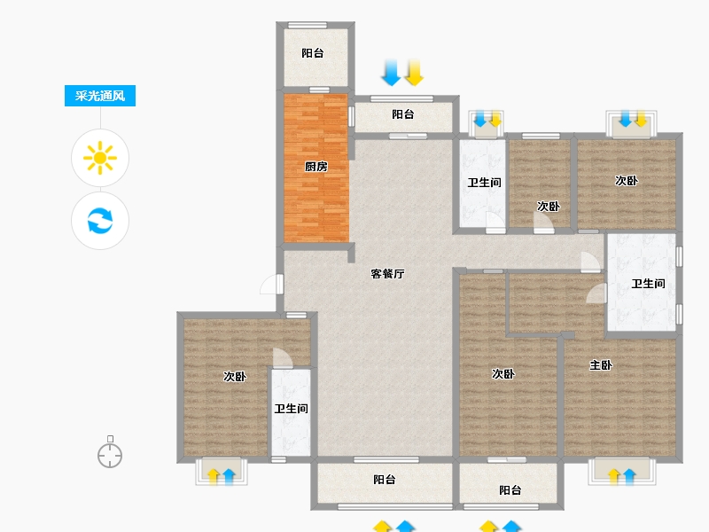 湖北省-襄阳市-碧桂园・嘉悦城-216.00-户型库-采光通风