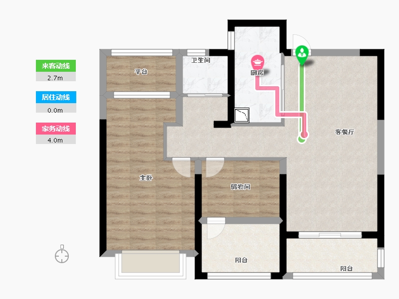 江苏省-苏州市-新湖明珠城青蓝公寓-75.99-户型库-动静线