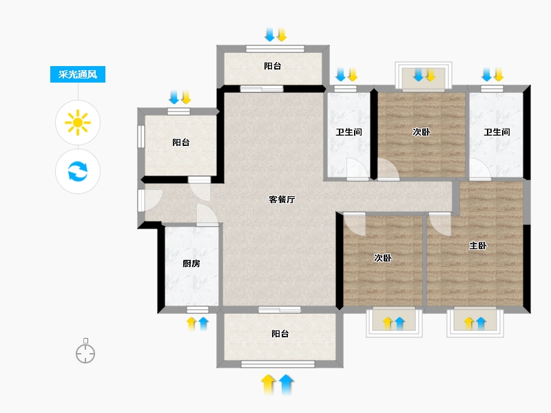 广西壮族自治区-梧州市-毅德・御景台-102.93-户型库-采光通风