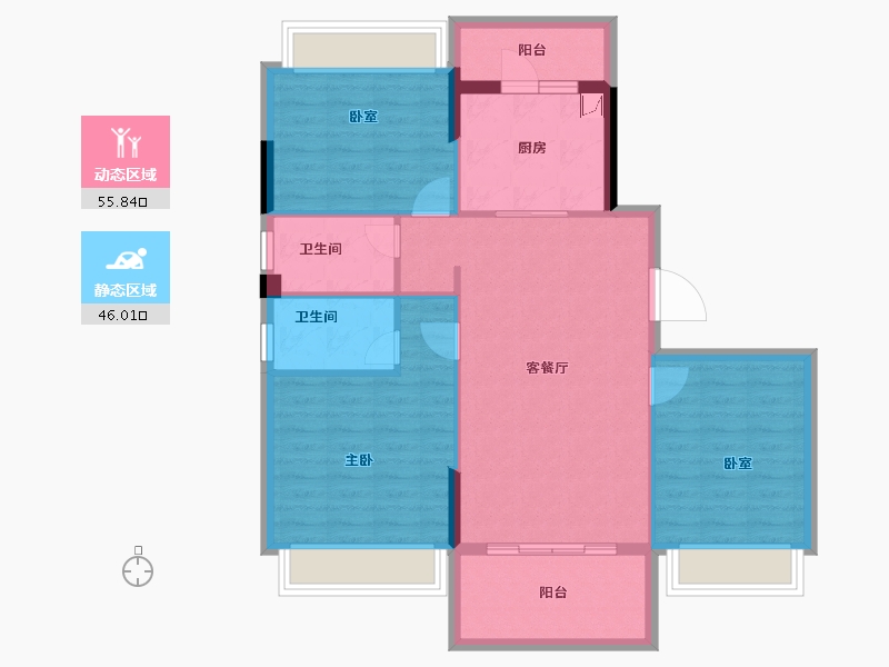 浙江省-丽水市-碧桂园翡翠公馆-92.07-户型库-动静分区