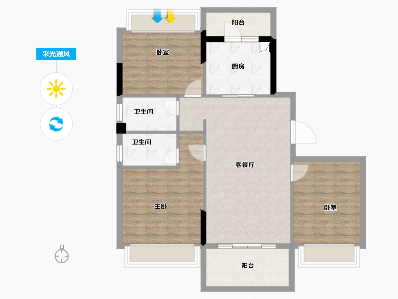 浙江省-丽水市-碧桂园翡翠公馆-92.07-户型库-采光通风