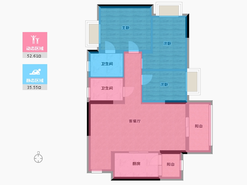 广东省-佛山市-雅域・瑞日天下花园-78.40-户型库-动静分区