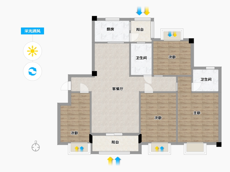 湖北省-襄阳市-泽园・欧典-109.69-户型库-采光通风