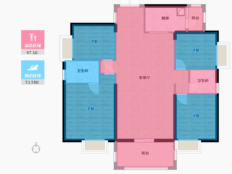 广西壮族自治区-梧州市-毅德・御景台-107.09-户型库-动静分区