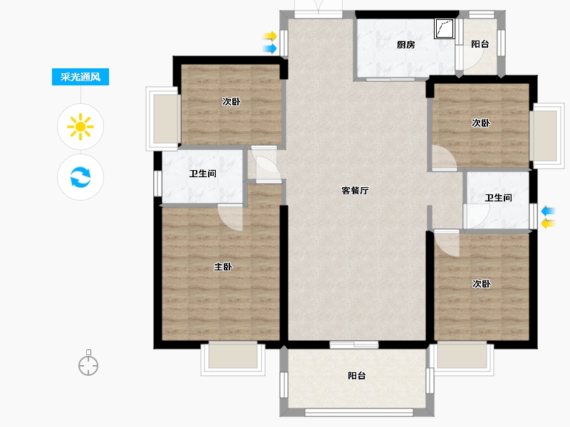 广西壮族自治区-梧州市-毅德・御景台-107.09-户型库-采光通风