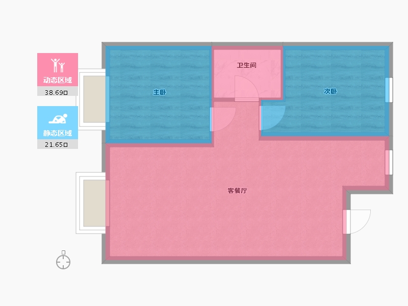 吉林省-长春市-青阳华府-54.31-户型库-动静分区