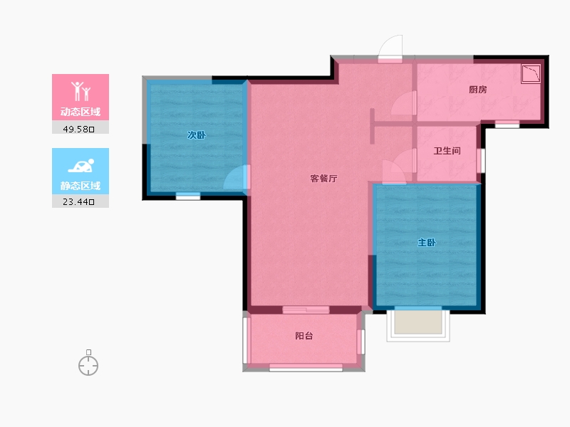 河北省-沧州市-阳光城翡丽公园-64.80-户型库-动静分区