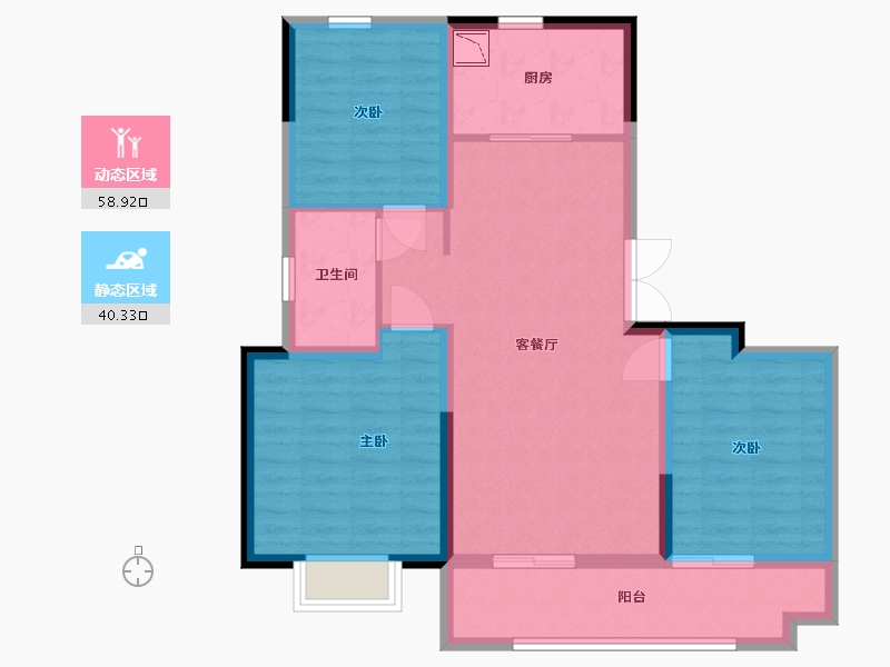 河北省-沧州市-阳光城翡丽公园-88.80-户型库-动静分区