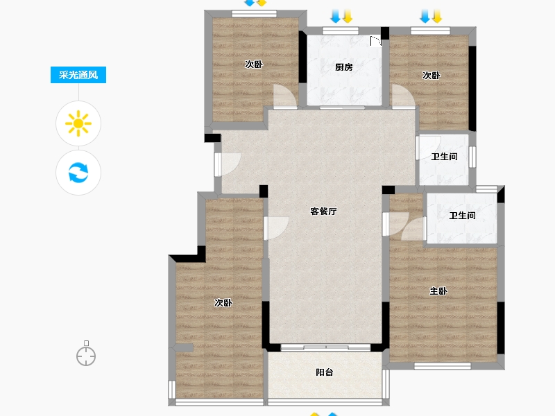 浙江省-衢州市-国旭城-106.80-户型库-采光通风