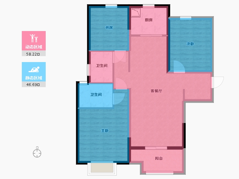 河北省-沧州市-阳光城翡丽公园-93.60-户型库-动静分区