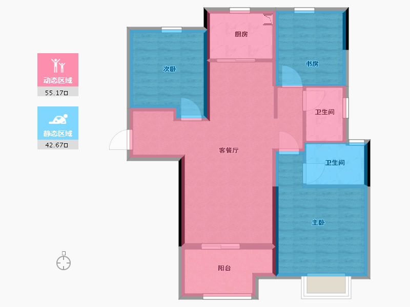 河北省-沧州市-阳光城翡丽公园-87.20-户型库-动静分区