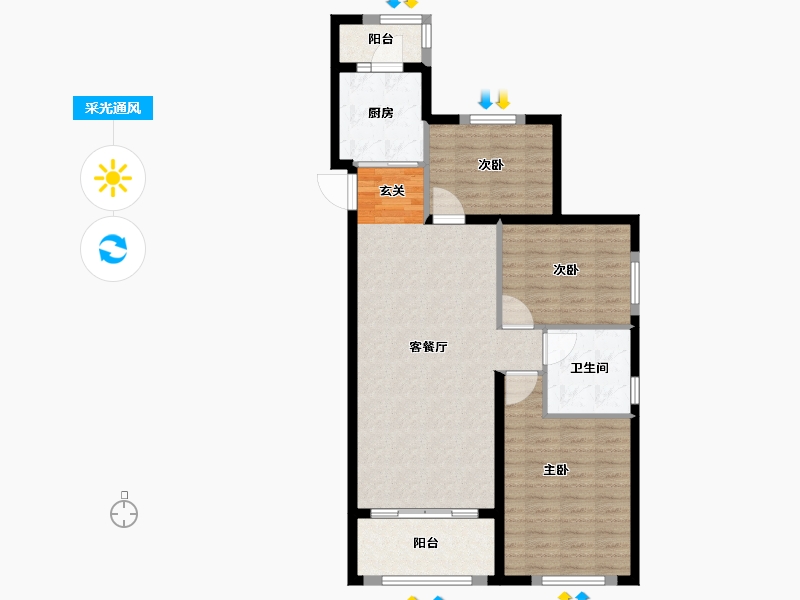 内蒙古自治区-赤峰市-恒大华府-93.00-户型库-采光通风