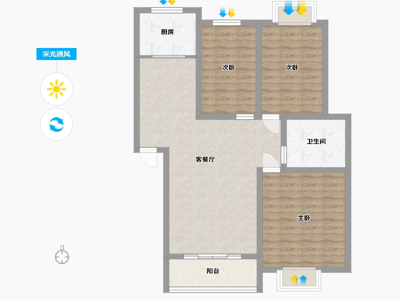 湖北省-孝感市-亿景佳苑-89.41-户型库-采光通风