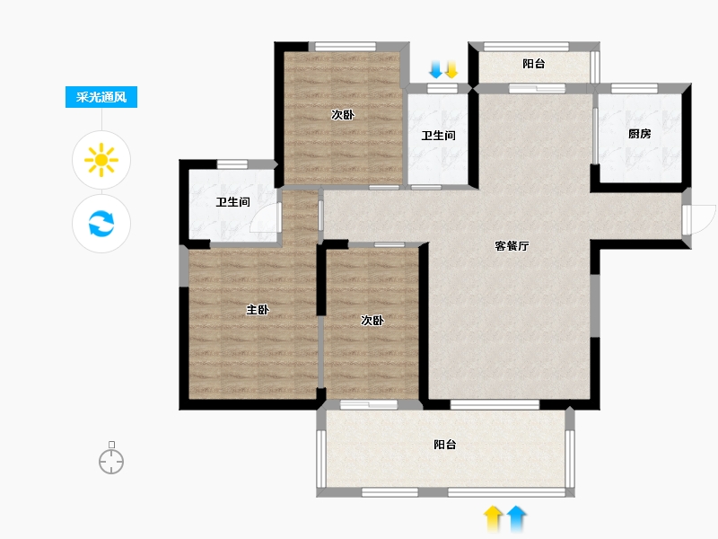 湖北省-孝感市-壹品首府-105.08-户型库-采光通风