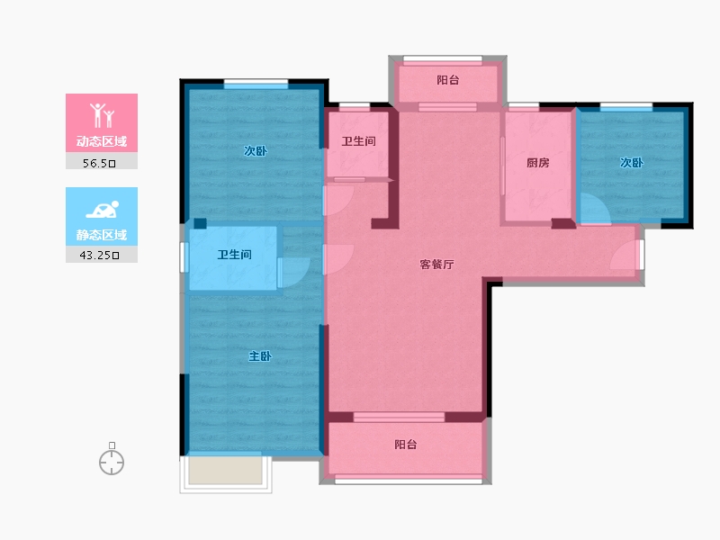 湖北省-孝感市-金港尚城-89.15-户型库-动静分区