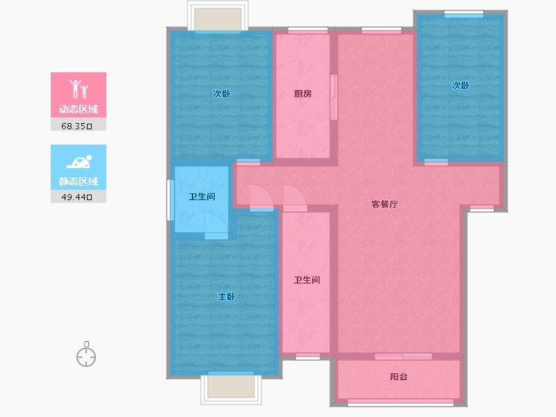 湖北省-孝感市-亿景佳苑-104.28-户型库-动静分区