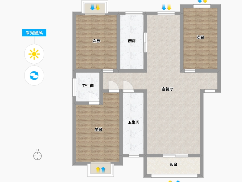 湖北省-孝感市-亿景佳苑-104.28-户型库-采光通风