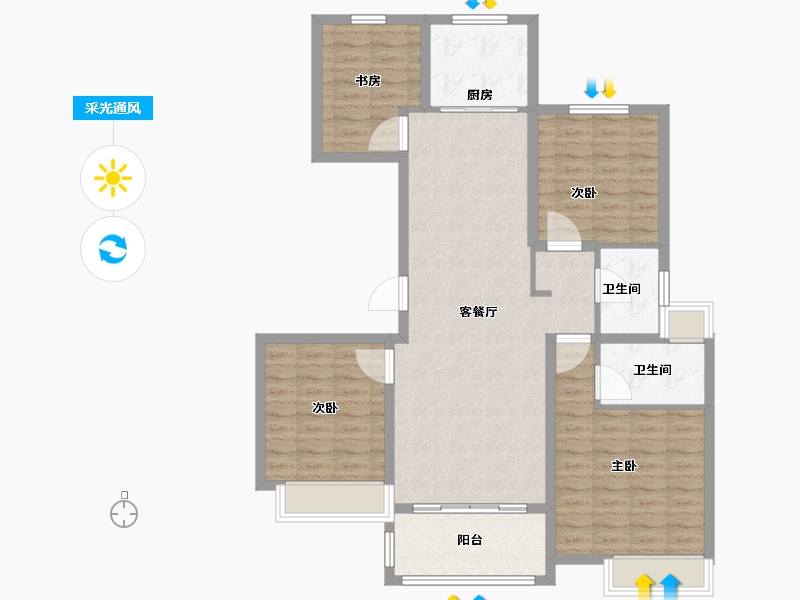 江苏省-徐州市-悦山府-108.60-户型库-采光通风