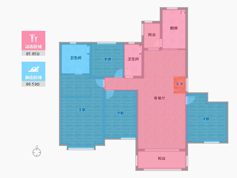 内蒙古自治区-赤峰市-恒大华府-156.00-户型库-动静分区