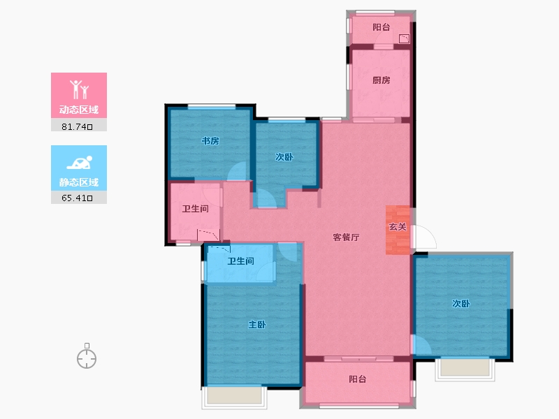 内蒙古自治区-赤峰市-恒大华府-132.00-户型库-动静分区