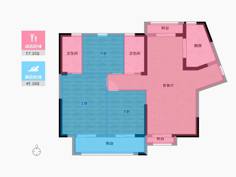 湖北省-孝感市-金港印象-91.76-户型库-动静分区