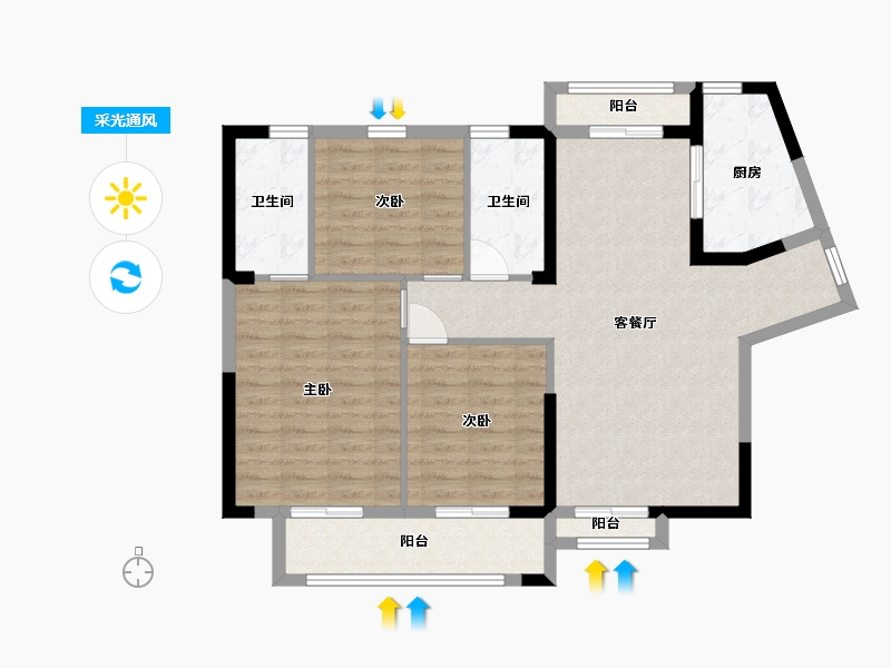 湖北省-孝感市-金港印象-91.76-户型库-采光通风