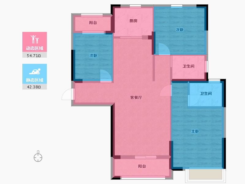 湖北省-孝感市-金港印象-87.06-户型库-动静分区